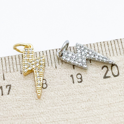 Подвеска Молния, цвет золото, фианиты, размер 17*7 мм, цена за 1 шт