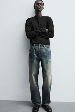 ZARA ДЖИНСЫ STRAIGHT FIT, ВЫЦВЕТШИЙ СИНИЙ