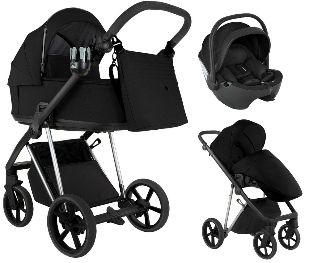 Детская коляска Roan Sol Vintage Luxury 2.0 3 в 1 с автокреслом Pituso Baesa Pro Black VIN 05/CB Caviar Black/Nickel/руч.Black