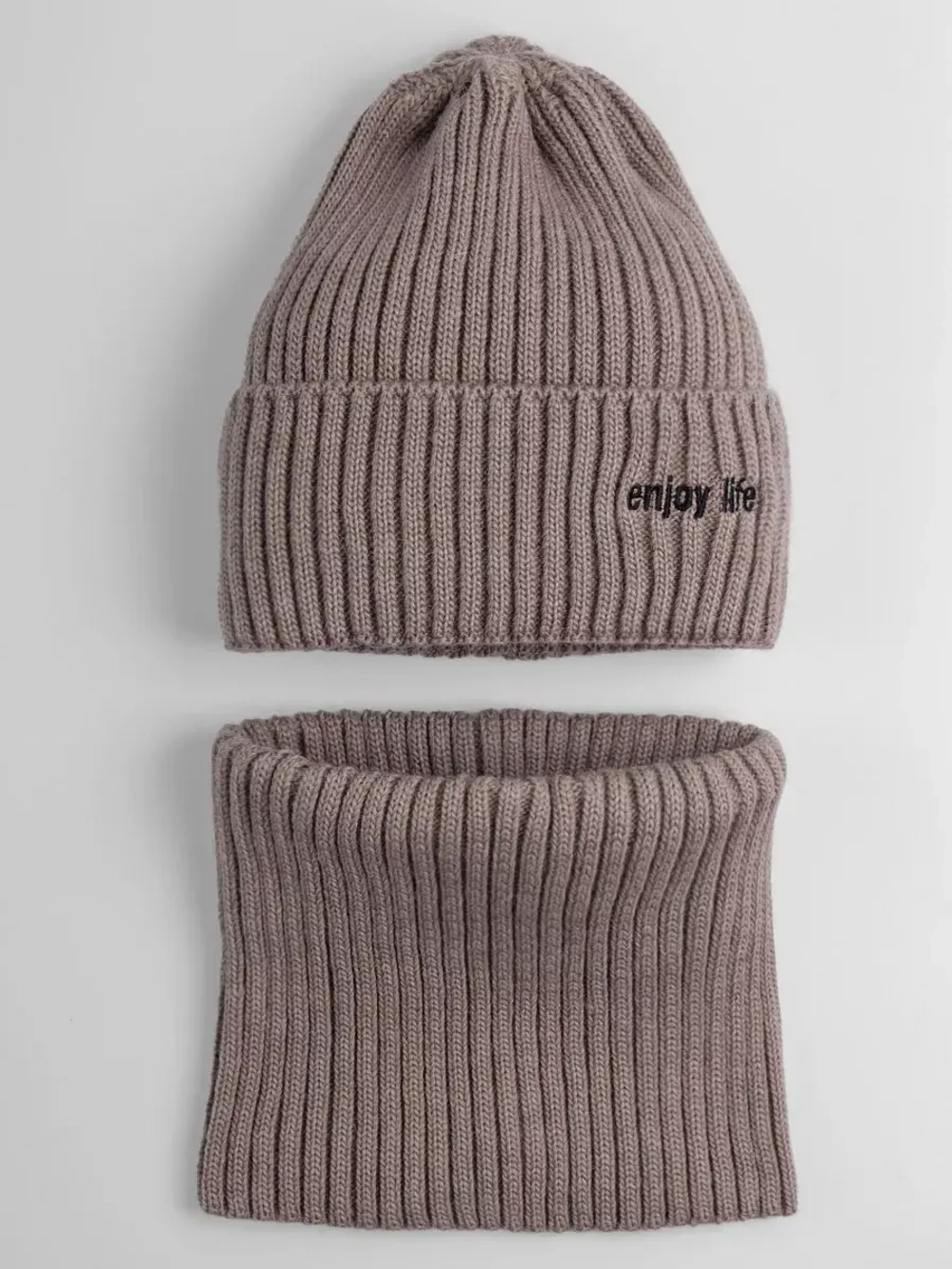 Шапка детская осенняя со снудом серая