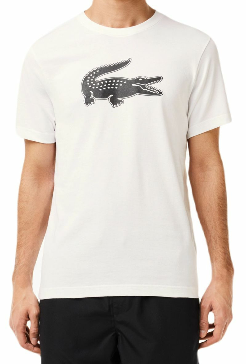 Мужская теннисная футболка Lacoste SPORT 3D Print Crocodile Breathable Jersey T-shirt - белый
