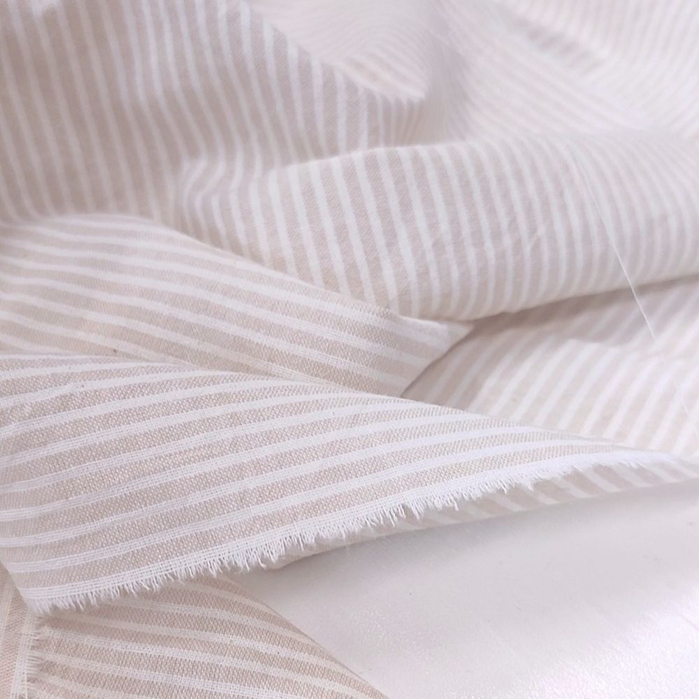 Варёный хлопок "Жемчужный беж полоска", 2 мм