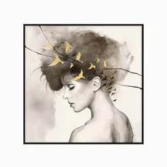 Постер Lady with Birds 100х100