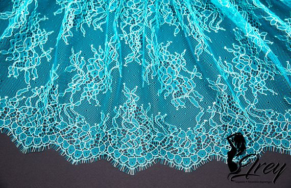 01-11 Кружево шантильи 23 см, бирюза/ментол