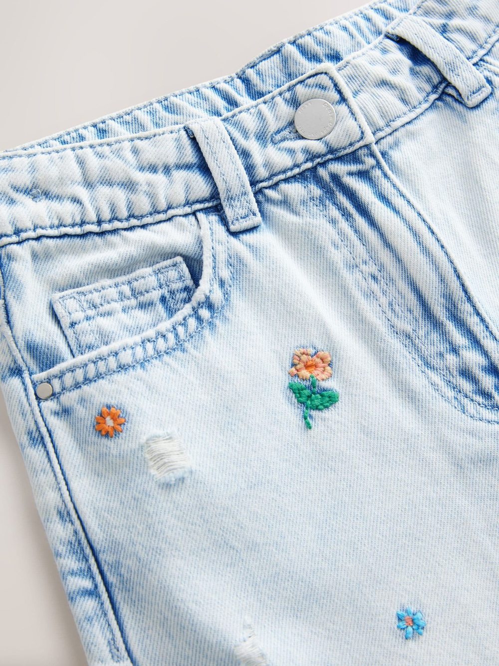 Джинсы с вышивкой для девочки Next E29-120, Голубой