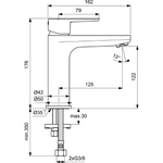 Однорукоятковый смеситель для умывальника без донного клапана Ideal Standard CERAFINE O BC554XG