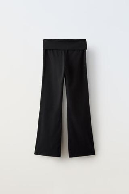ZARA ЛЕГИНСЫ FLARED С ОТВОРОТОМ НА ПОЯСЕ, ЧЕРНЫЙ