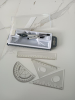 Готовальня 7 пред:циркуль металлич, грифели, ластик, 4 линейки, пласт.футляр