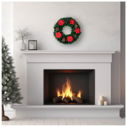 Декор-венок "Пуансеттия и шишки"