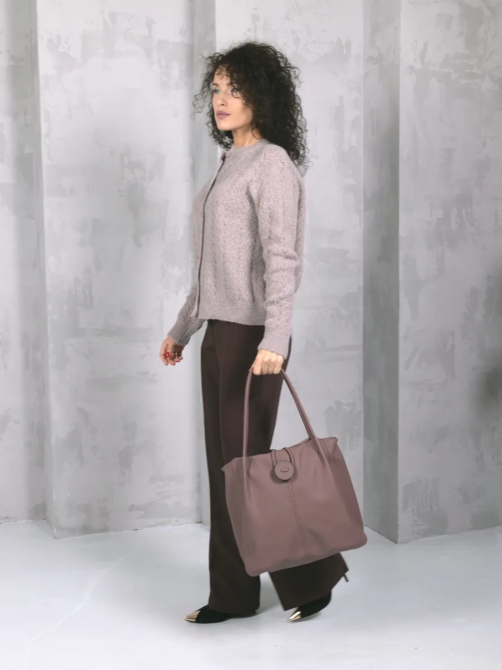 Сумка большая через плечо шоппер мешок