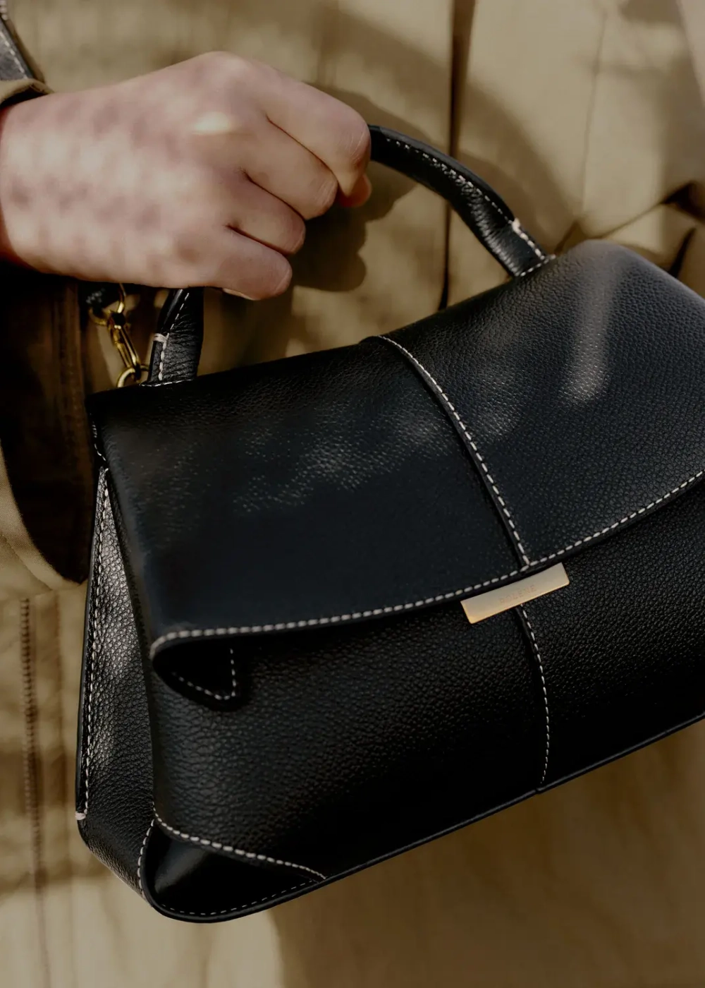 POLENE СУМКА MOKKI MINI, ЧЕРНЫЙ/ЭКРЮ