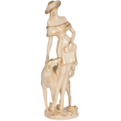 Скульптура Девушка с собакой Айвори