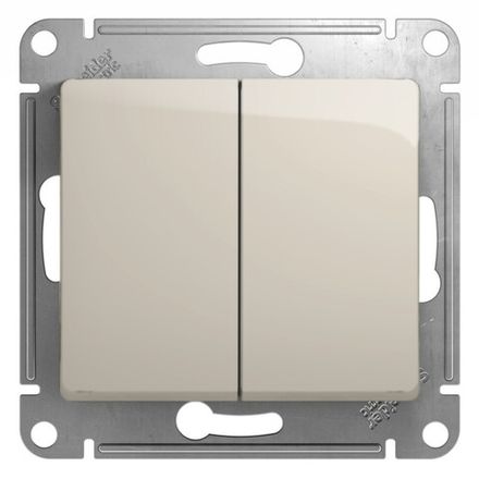 Выключатель двухклавишный Systeme Electric Glossa Молоч 10А