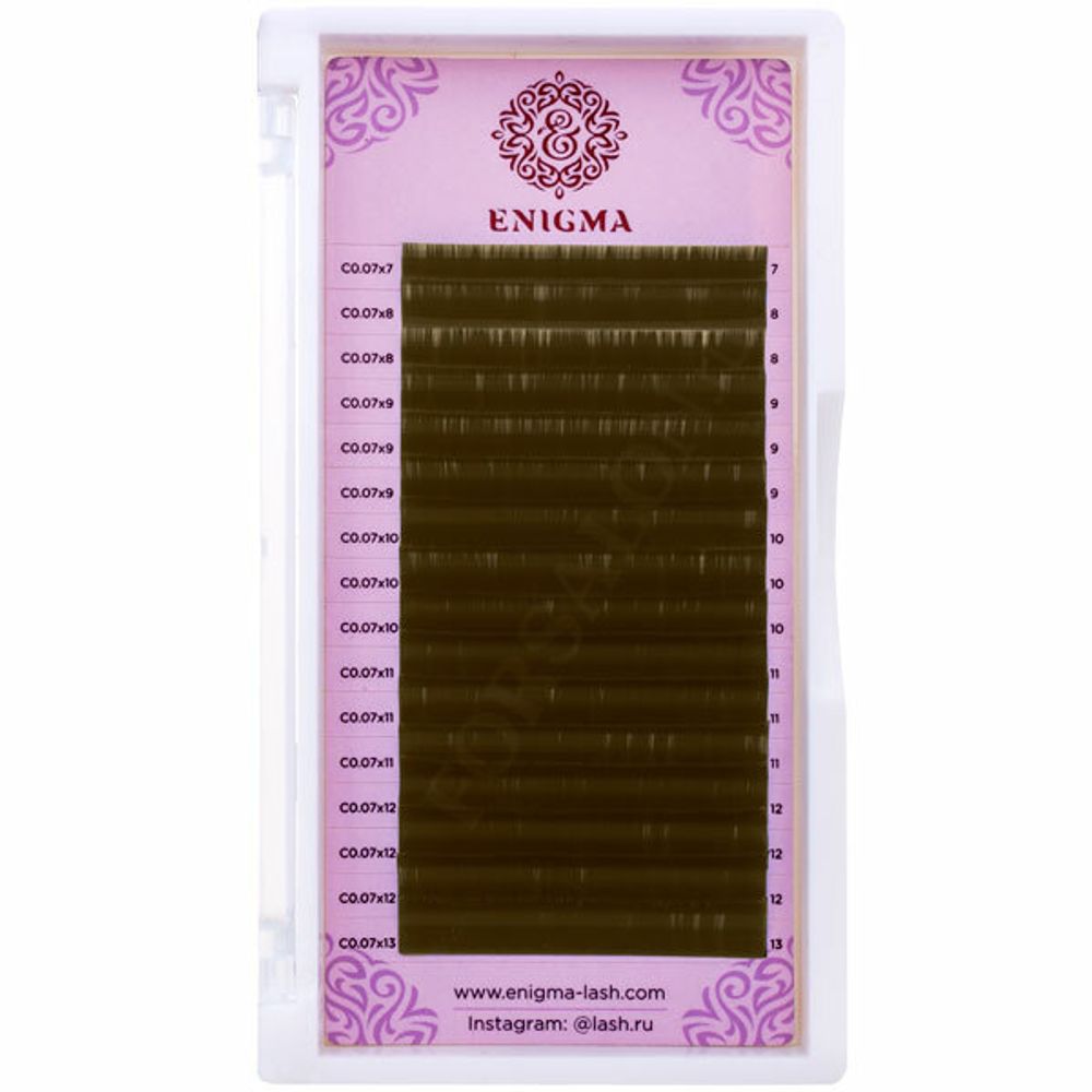 Ресницы Enigma цвет «Мокка» микс 0,07/M/6-13 mm (16 линий)