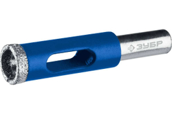 Алмазное трубчатое сверло по керамике и стеклу ЗУБР Профессионал Р60, трехгранный хвостовик, 6 мм, для дрели 29850-06