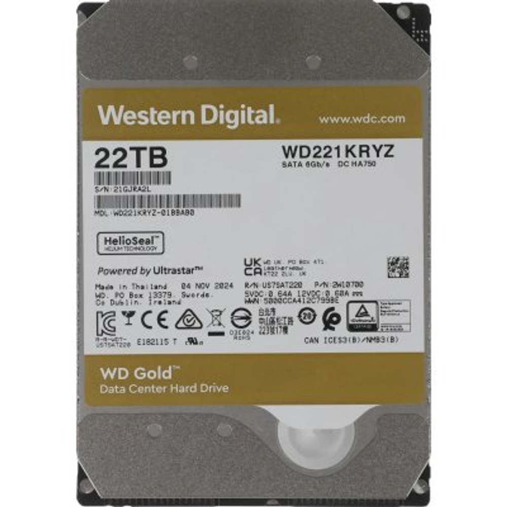 Жесткий диск WD Gold 22Tb WD221KRYZ