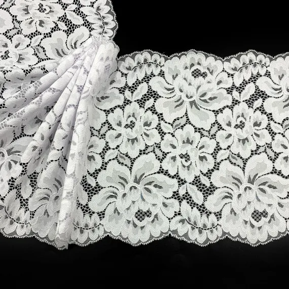 Кружево эластичное белое 22 см, Китай