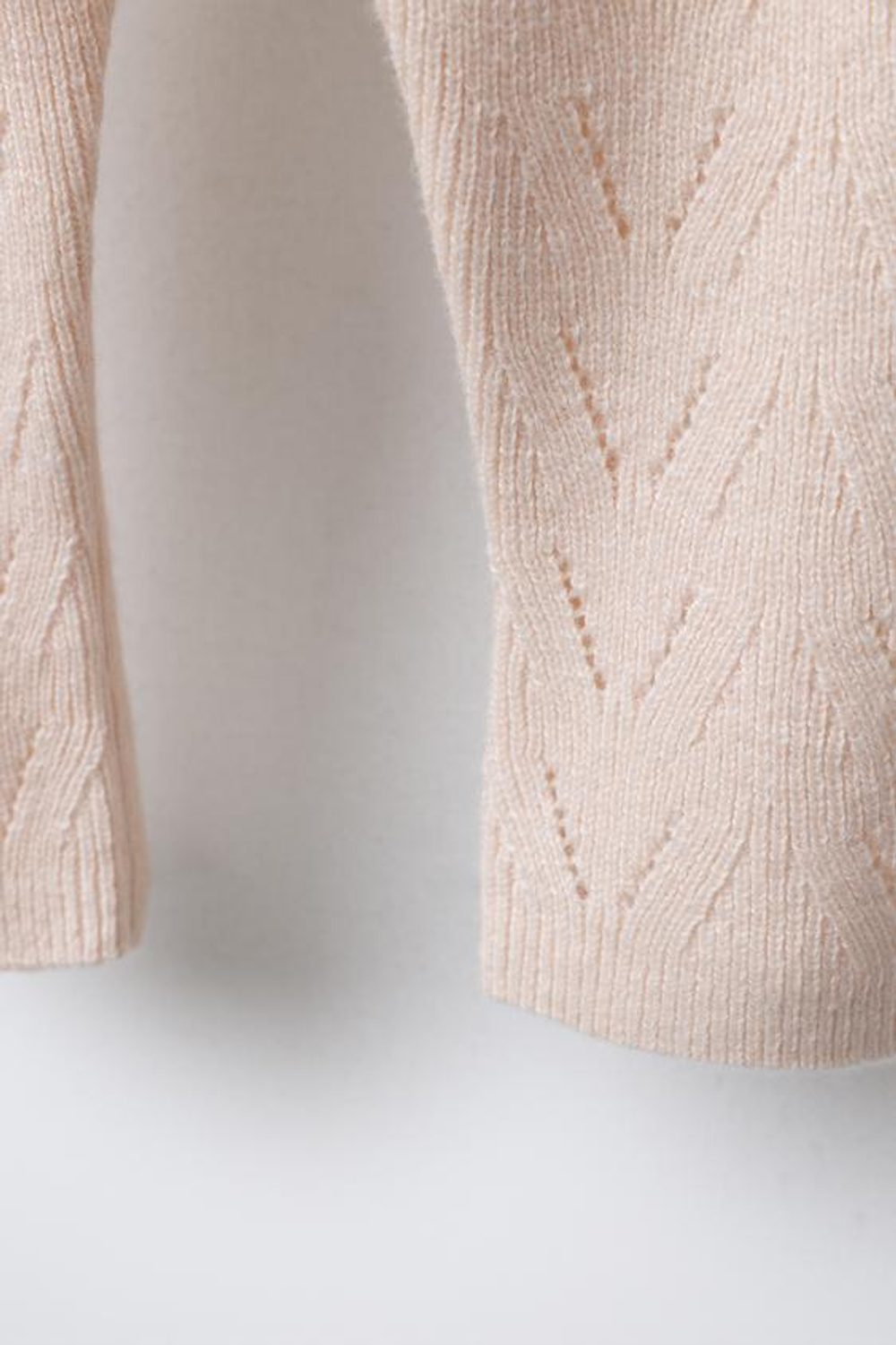 ZARA ТРИКОТАЖНЫЕ БРЮКИ ИЗ ХЛОПКА И ШЕРСТИ, СВЕТЛО-БЕЖЕВЫЙ