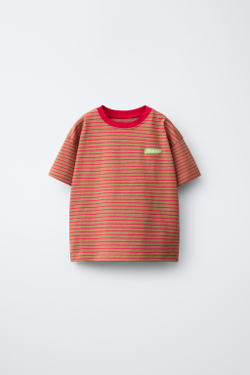 ZARA X PUKAS ФУТБОЛКА В ПОЛОСКУ PUKAS SURF, ЧЕРЕПИЧНЫЙ