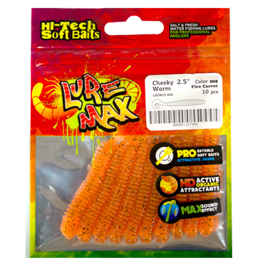 Мягкая приманка LureMax Cheeky Worm 2.5" 63мм 10шт LSCW25-10 -