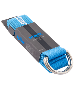 Ремень для йоги YB-100 183 см, хлопок, синий пастель