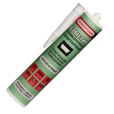 Герметик санитарный силиконовый для ванной, 260мл DOMOFOAM, прозрачный (Импорт)