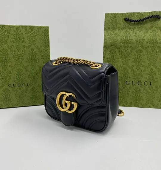 Мини-сумка на плечо женская Gucci GG Marmont черный