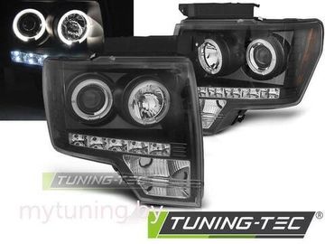 Передние фары Angel Eyes для Ford F150 XII (08-14) черные