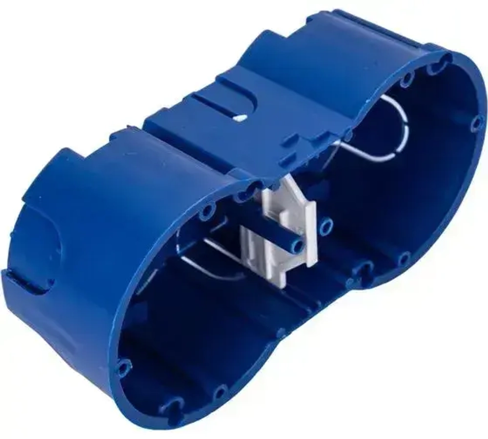 Коробка установочная 2-местная евростандарт синяя, для бетона и кирпича, (136х66х47,4мм), 1шт