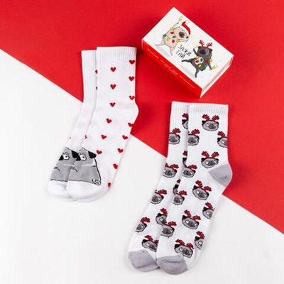 Новый год. Набор новогодних женских носков KAFTAN Зажигай размер 36-40 (23-25 см), 2 пары