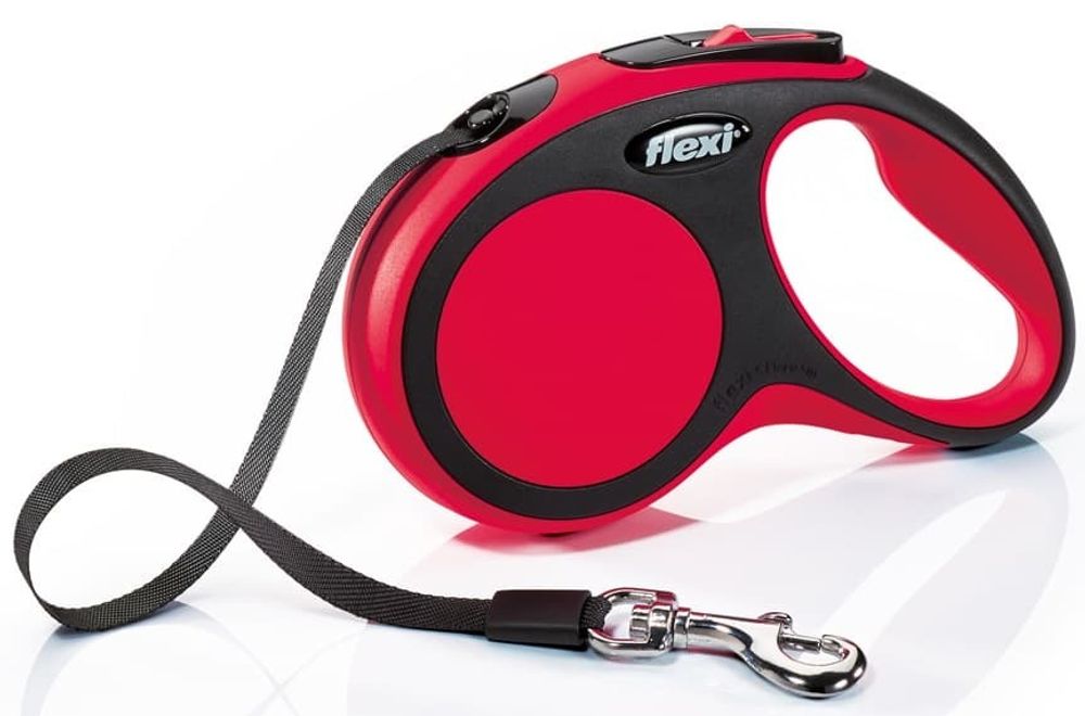 flexi рулетка New Comfort S (до 15 кг) лента 5 м черный/красный