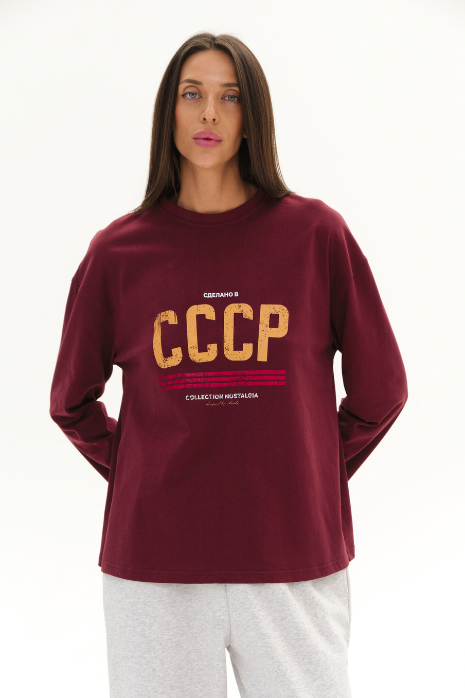 Лонгслив СССР | Бордовый