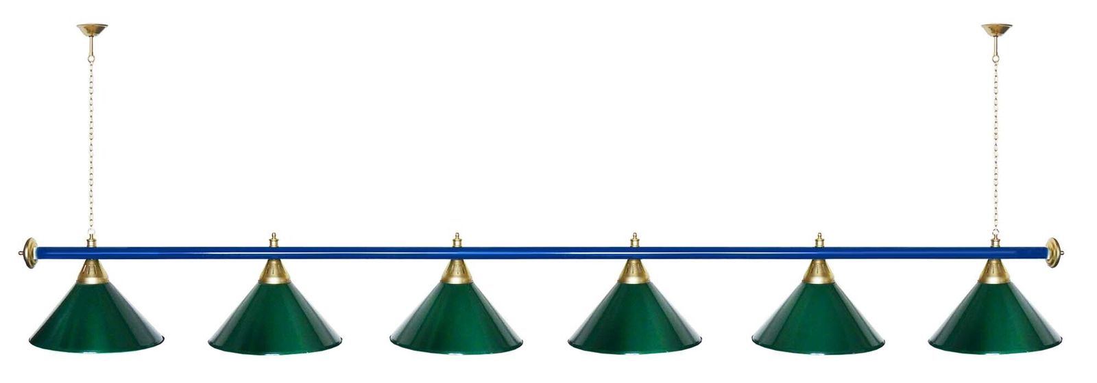 Лампа STARTBILLIARDS 6 пл. (плафоны зеленые,штанга зеленая,фурнитура золото) фото №91