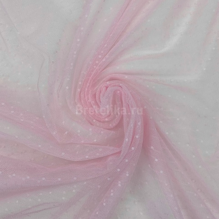 Сетка неэластичная розовая в горох 2 мм, 155 см