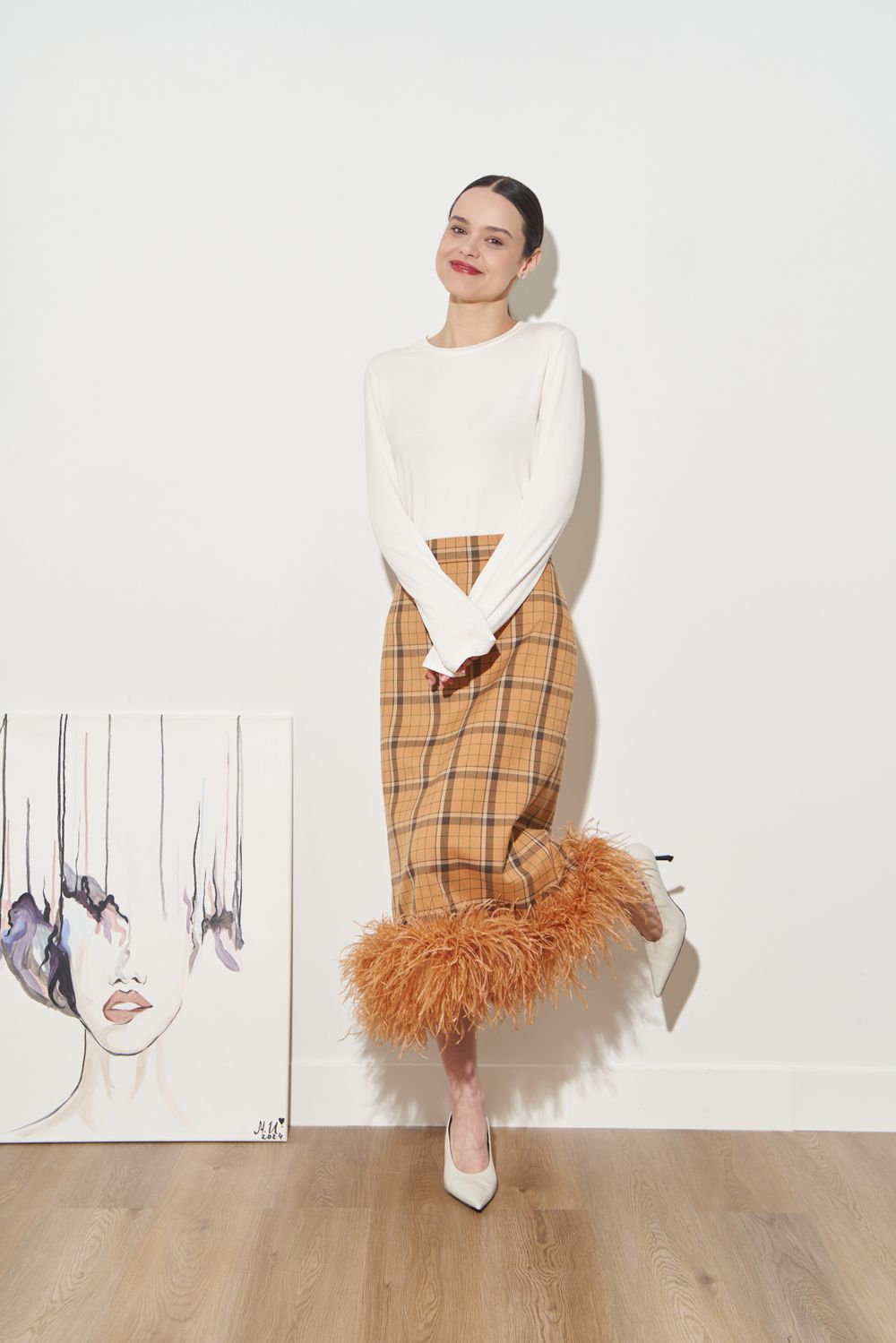 ЮБКА С ПЕРЬЯМИ СВЕТЛО-ОРАНЖЕВЫЙ|ШОКОЛАД|СВЕТЛО-ОРАНЖЕВЫЙ