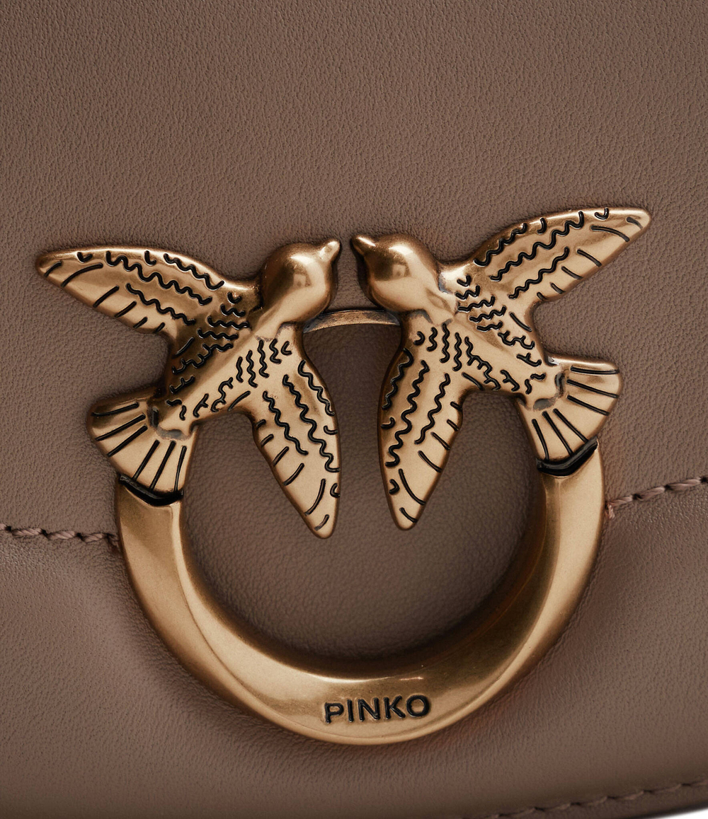 Кожаная сумка через плечо ROUND CLICK BAGUETTE BABY VITE Pinko - бежевый(101971 A0QO)