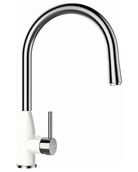 Смеситель SCHOCK Kavus-D, Cristalite, выдвижной излив сталь/альпина