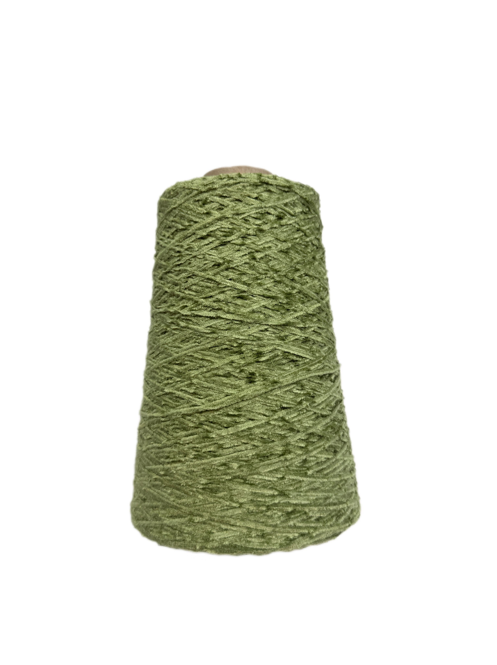 Пряжа на бобине 300г -100% натуральный шелк велюр (Италия) 100г-610м папортниково-зеленый