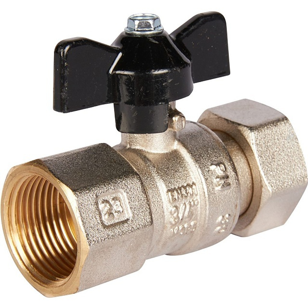 Кран шаровой с накидной гайкой STOUT 3/4"x3/4" ВР/накидная гайка (бабочка)