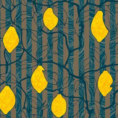Lemons tree seamless pattern.