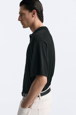 ZARA ПОЛО С ПУГОВИЦАМИ, ЧЕРНЫЙ