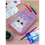 Пенал 1 отделение 200х140х40 Berlingo Cute cat, 2 откидные планки, ткань