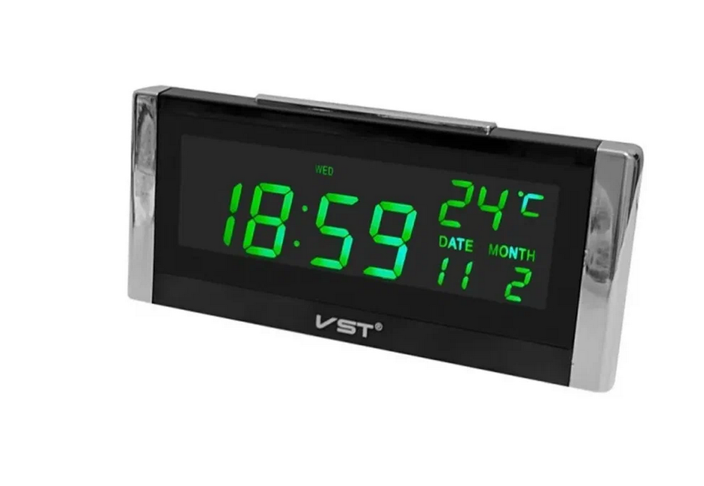 Часы VST-731W-4 C`/Дата, зеленое свечение USB питание