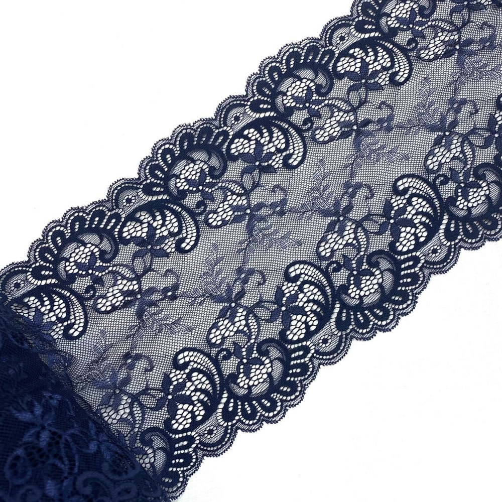 Кружево эластичное темно-синие 17 см