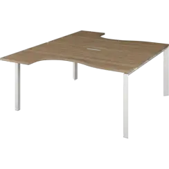 Бенч эргономичный на 2 рабочих места на металлокаркасе НТМП.П.Б2-040  1400x2036x750 Аргентум-МП