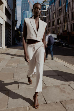 ZARA БРЮКИ-КЮЛОТЫ С ВЫСОКОЙ ПОСАДКОЙ, ПЕСОЧНЫЙ