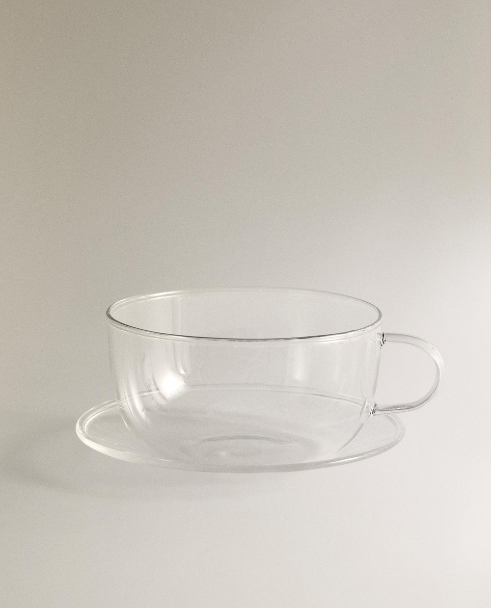 Zara Home чайная пара из боросиликатного стекла, цвет серебристый, 16 см