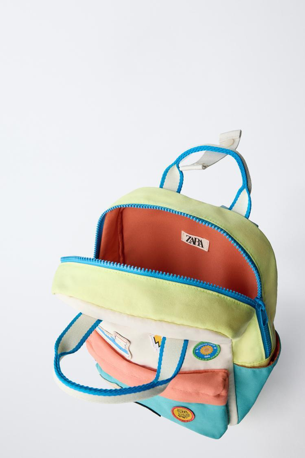 ZARA РЮКЗАК С НАШИВКАМИ, СИНИЙ