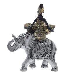 GAEM Фигурка декоративная "Африканка на слоне", L19 W10 H26 см