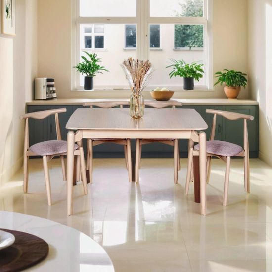 Комплект Стол К-120 1200(+350)*800*75 + 4 стула Lim / беленный дуб